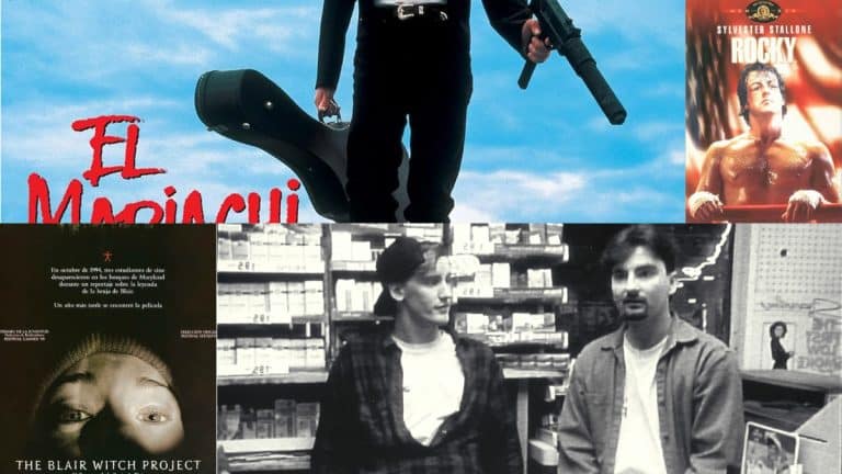 collage of posters for El Mariachi, Blair Witch Project and Clerks