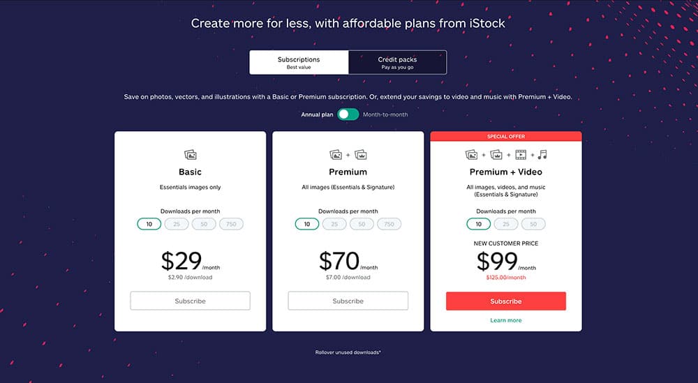 iStock pricing