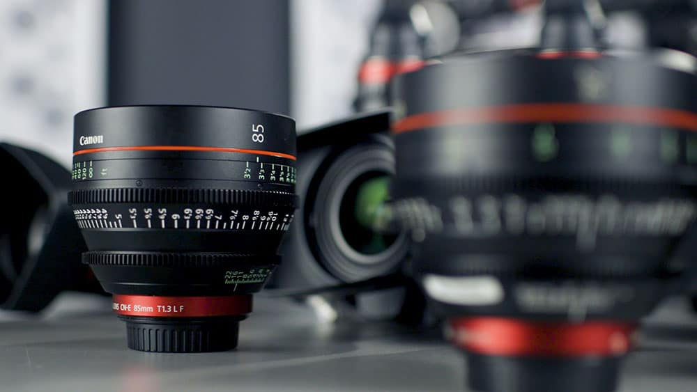 Cine lenses on a table