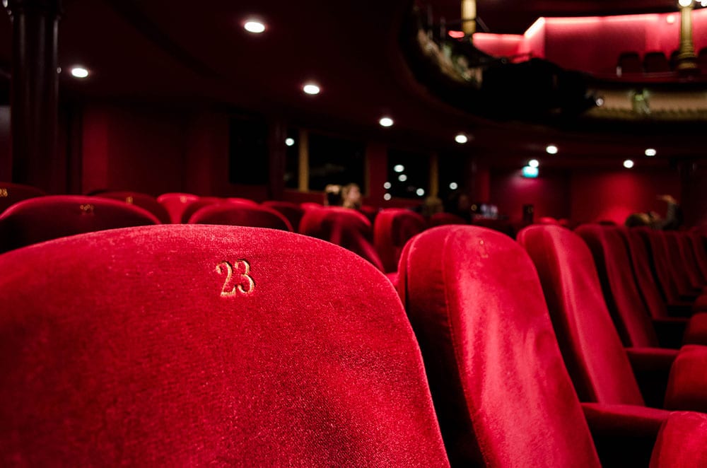 Row of red cinema seats
