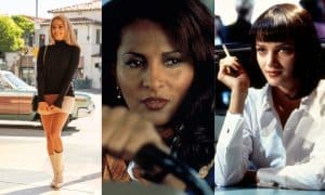 Collage showing Sharon Tate, Jackie Brown and Mia Wallace