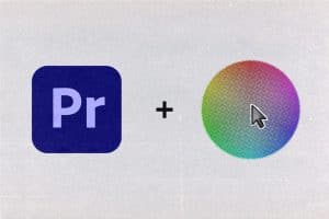 Adobe Premiere Pro logo next to a color wheel illustration.