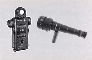 Sekonic light meter illustration next to a Zeiss directors viewfinder